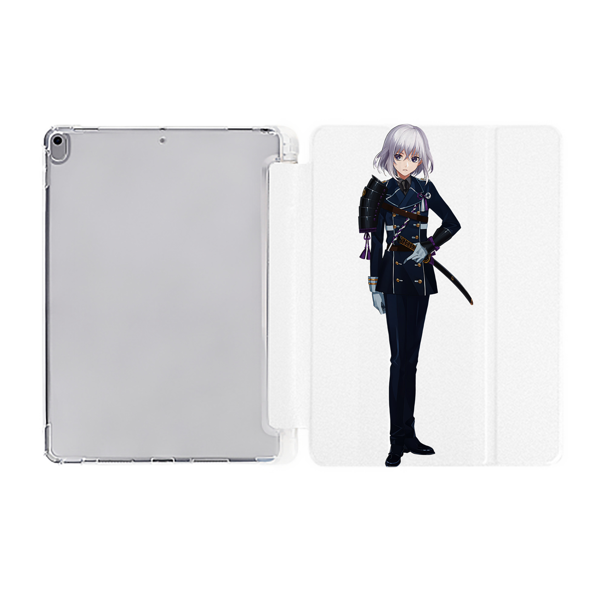 （画像用） 刀剣乱舞 Touken Ranbu IPad ケース ペン収納付き 三つ折りスタンド PUレザー×シリコン 対応機種9.5/10.5/10.9インチ
